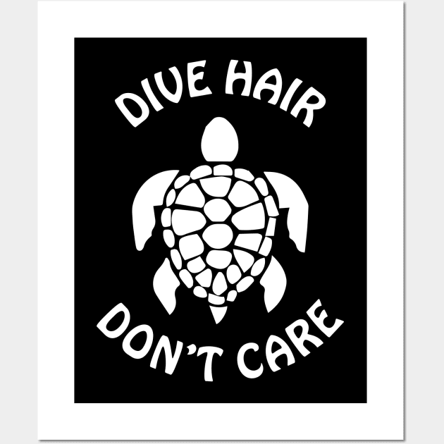 Dive Hair Dont Care - Turtle Wall Art by Imutobi